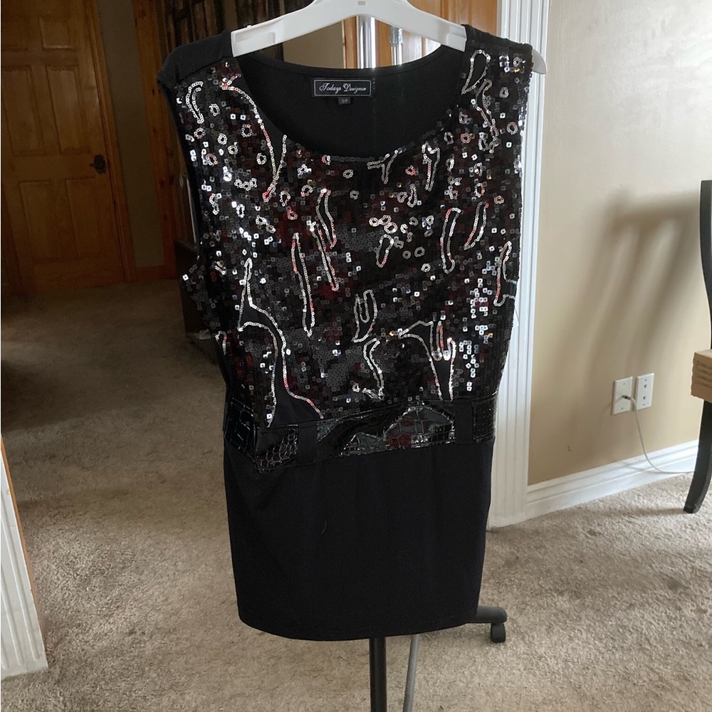 Sequinned Black Top